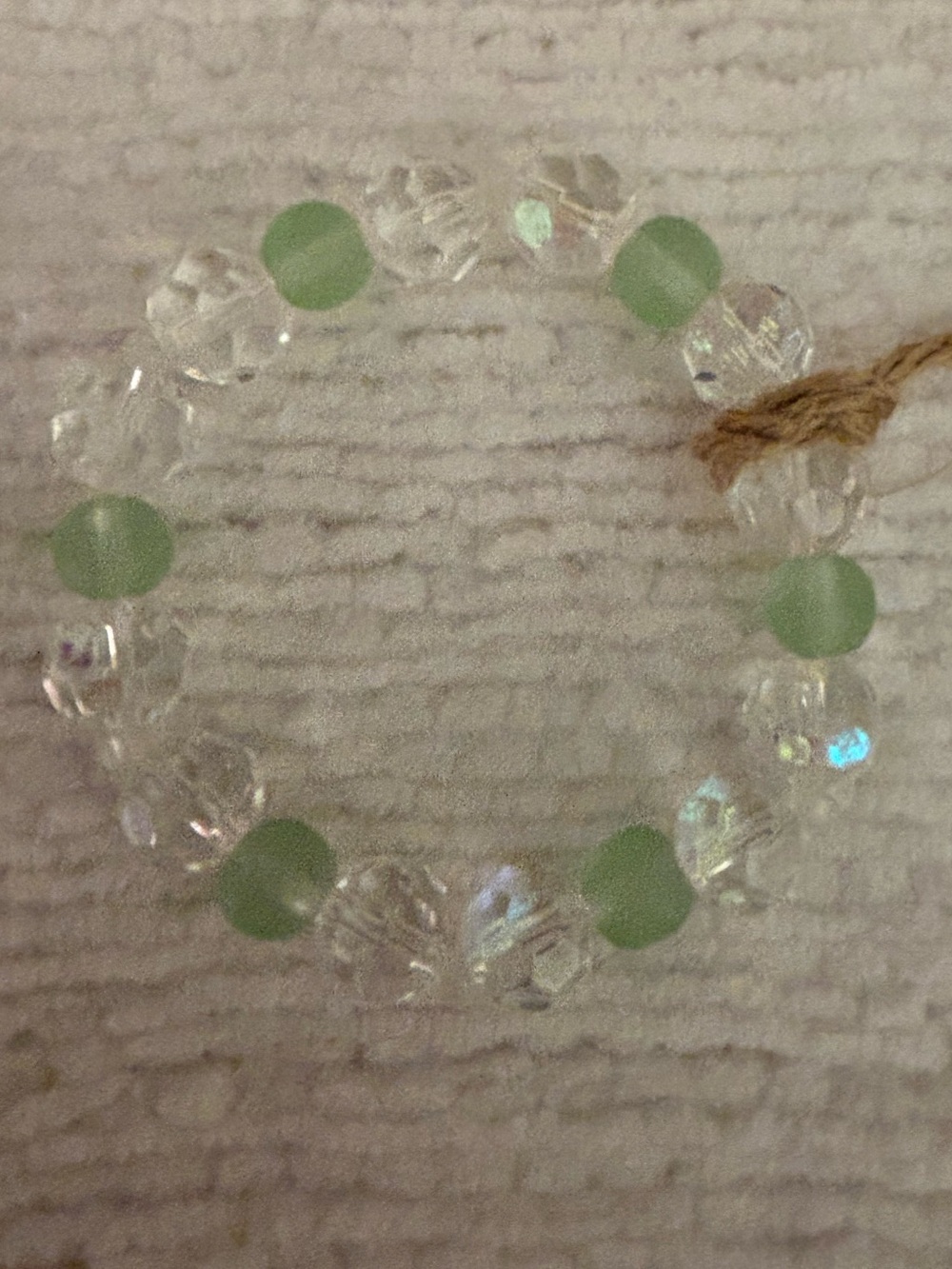 Green and Clear Beaded Stretch Bracelet - Women Jewelry